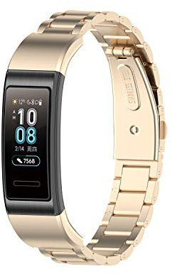 Yikamosi Compatible With Huawei Band 3/3 Pro/4 Pro Band,Stainless Steel Metal Quick Fit Replacement Smart Watch Bracelet Strap Bands for Huawei Band 3/3 Pro/4 Pro(Champagne Gold)