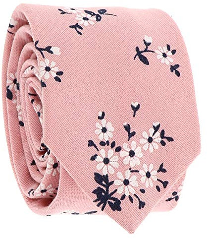 Cravate Fleurs Rose poudré et Blanche - Cravate Fleurie Champêtre - Motif Floral Idéal Mariage Thème Nature ou Bohème