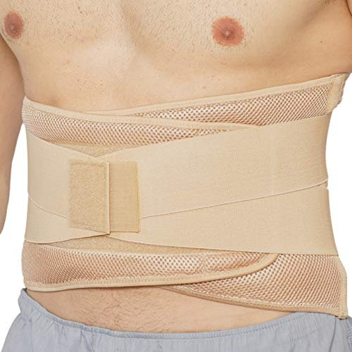 NEOtech Care - Rückenbandage für die Lendenwirbelsäule - verstellbare Kompression - atmungsaktiv - für Haltung, Gewichtheben (Beige, XXXL)