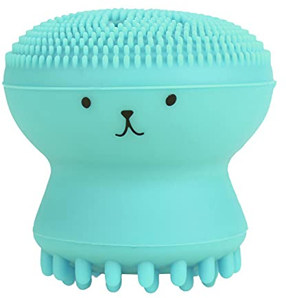 Silicone Facial Cleansing Brush, Octopus Shape Waterproof Face Scrubber Exfoliator Pore Cleanser Brush for Deep Cleansing Blackhead Removal, Suitable All Skin Types(Green)