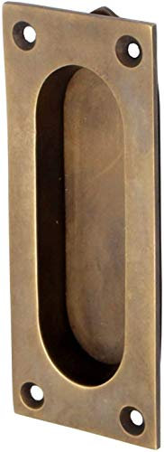 Antiker Türbeschlag, Schiebetürgriff, Griffmuschel/Griffmulde aus Messing, patiniert für Zimmertüren, Historisch vintage