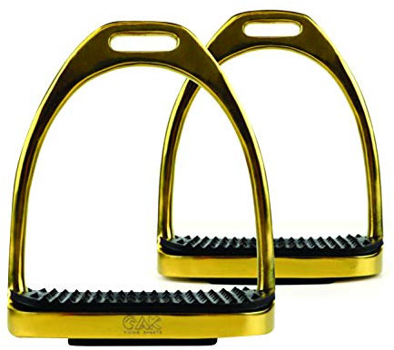 AK Steigbügel aus Edelstahl mit schwarzen Laufflächen (Gold, 12 cm)