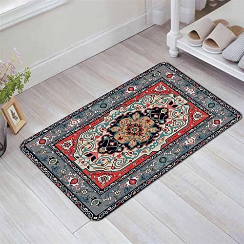 WENLI Doormats 1Pcs Non Slip Persian Style Door Mat and Bathroom Mat Bathroom Rug Mat Ultra Soft and Water Absorbent Bath Rug Bath Carpet,40cm*60cm (Color : 8, Size : 40x60cm)