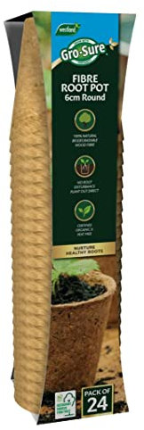 Gro-sure Fibre Pots Round 6cm 24pk Propagation kit, Brown