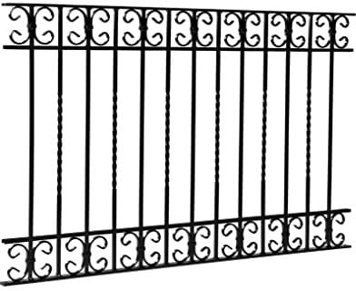 Metal Fencing, Wrought Iron Style Fencing, Garden Fencing Panel Chatburn Design, galvanised & Powder Coated Black (Width 4ft/Height 42)
