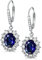 SNORSO Boucles d'oreilles Pendantes Argent Avec Saphir, Bijoux Princess de Diana, Cadeau Bijoux pour Anniversaire Fetes des Meres Noel
