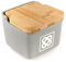 ROCKING GIFTS Salero Cocina Cerámica Gris Panot Barcelona Tapa Madera Bambú 12 cm