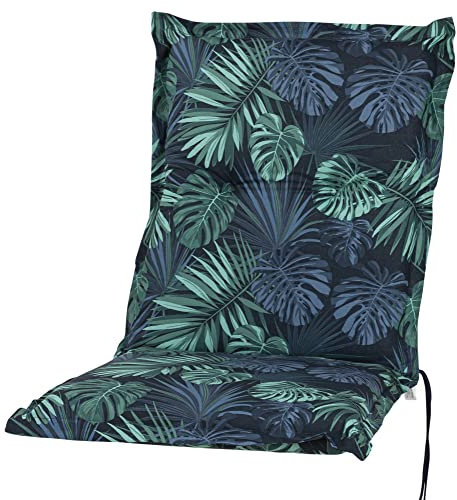 Sun Garden 30417-100 Auflage Niederlehner Neckar blau-grün Blätter 98x48x8 cm Sitzpolster (ohne Stuhl)