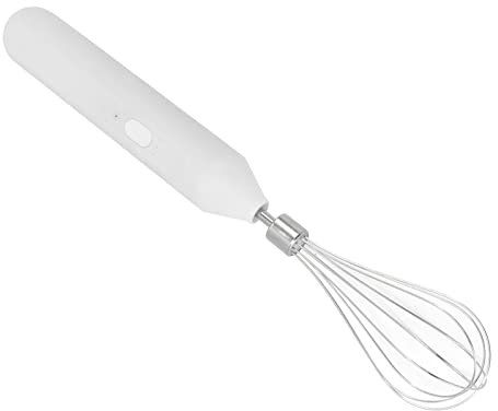 Fabricante de Espuma Eléctrico de Mano, Batidor de Huevos Eléctrico con Batería de 1200 MAh, Recargable por USB, de Acero Inoxidable, Fácil de Usar, Portátil para Hornear en Casa (Blanco)
