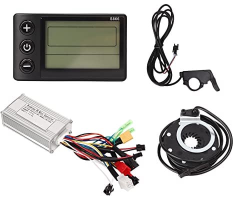 BuyWeek Elektrofahrrad Brushless Motor Controller Kit, 24V 36V 48V 250W 350W 17A Bürstenlose Controller S866 LCD Display Meter Daumengas 8 Magnetischer Assist Sensor Kit für E-Bike Scooter