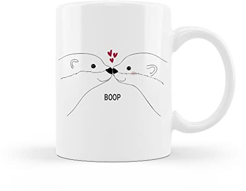 QUICQOD Tasse à café blanche de 325 ml avec inscription « Otter Boop Kiss » - Cadeau de Noël, Thanksgiving, Saint-Valentin, anniversaire de mariage