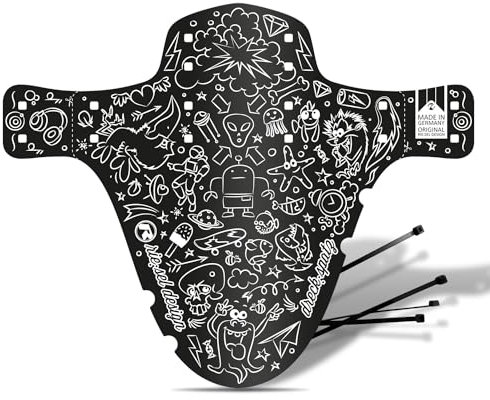 Riesel Design® - Dreck:Spatz Schutzblech Kinderfahrrad/Front Spritzschutz für Kinder Fahrrad oder Mountainbike/Mudguard 16-29 Zoll für Jungen & Mädchen (Doodle)