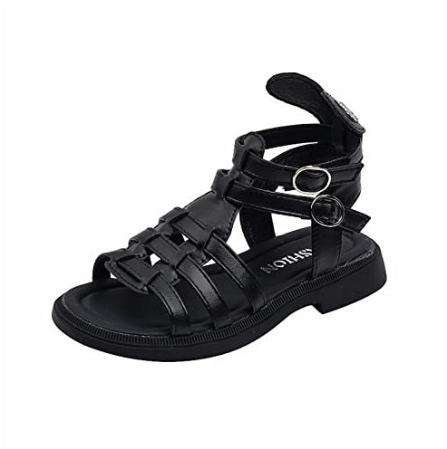 Kinder Wasser Sandalen Sandalen für kleine Mädchen, Sommer, geschlossene Zehen, römische Sommersandale für Kinder, Kinder, Sommerschuhe zum Gehen Childrens Rip Tape Sandals (Black, 33 Big Kids)