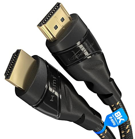 KabelDirekt – 8K/4K HDMI Cable – 0,5m – 8K@60Hz (Extra de cobre para Ultra HD rápido, cubierta de nailon, 4K@120Hz/8K@60Hz – High Speed HDMI con Ethernet, Blu-ray/PS5/XBO Serie X/Switch, negro)