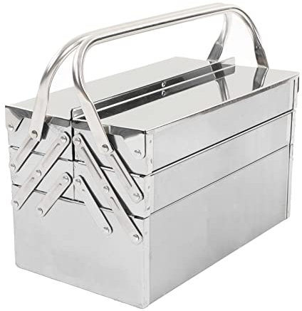 Cantilever Tool Box, Stainless Steel Folding Storage Box with 3 Layer 5 Tray MultiFunction Tool Organizer, Fold Out Organizer Storage with Handle for Maintenance Storage (460)