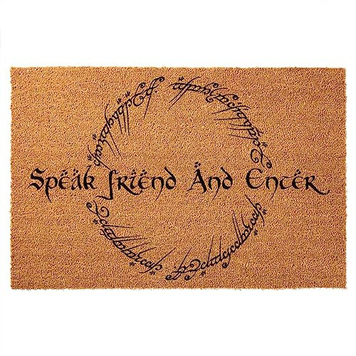 Lustige Kokosfaser-Fußmatte Herr der Ringe mit Aufschrift Speak Friend and Enter Welcome, Fußmatte für den Eingang, personalisierte Teppiche mit robuster Rückseite, Kokosfaser, 59.9x39.9 cm