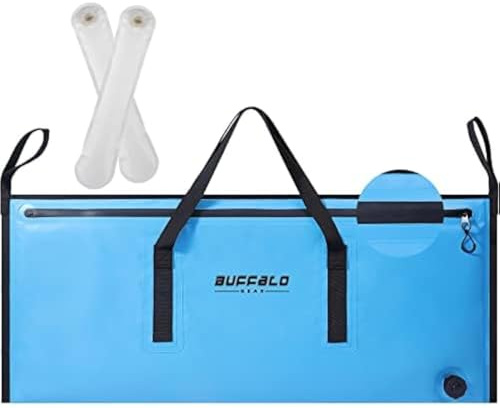 Buffalo Gear Isolierte Fischtasche Kühler Auslaufsicher Fischkill Bag mit 2 wiederverwendbaren Kühlakkus Tragbare wasserdichte Fischtasche hält eiskalt mehr als 48 Stunden (wasserdichter