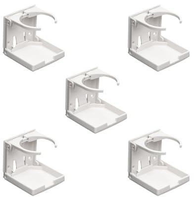 Lot de 5 porte-gobelets pliables universels en plastique pour voiture Blanc
