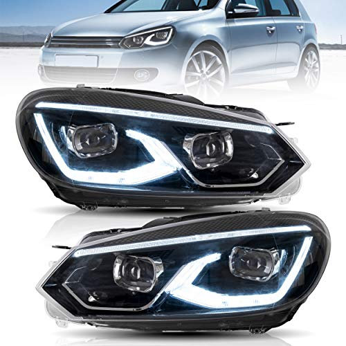 VLAND Scheinwerfer passend für VW Golf 6 2008-2013,Normales Objektiv,(Version q5)