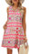 VEUNCOS Damen Sommerkleid für Strandurlaub Kurzes Kleid Stilvolle Blumen Frühlingskleider,Rosa L