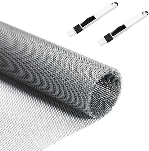 Xmart 120 * 250cm Grigio Zanzariere Porta Finestra Telo Ricambio Fibra di Vetro Rotolo Zanzariera con Spazzola Pulizia Zanzariera Tagliabile Rete Zanzariera per Soggiorno Porte Finestre Della Cucina
