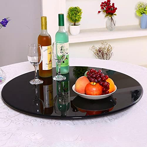 TMKDNNKG Mesa de Comedor de Vidrio Templado Negro Plato Giratorio Lazy Susan Plato Giratorio Bandeja Redonda para Servir Plato de Servicio de sobremesa de 40-100 cm para Compartir fácilmente Todos lo