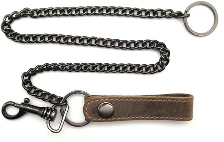 Lemasi Sicherheitskette Metallkette Kellnerkette Kette für Kellner Geldbörse Kellnerbörse Bikerbörsen mit echt Lederschlaufe