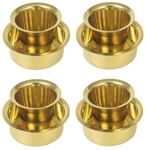Zap Impex Taza de latón| Dabara|Taza para servir café de filtro/té, color dorado, 120 mililitros (4)
