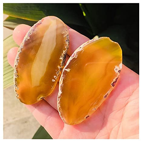 Pendentif en tranche d'agate naturelle, 2 pièces, dessous de verre, Quartz jaune, pierre naturelle, pendentif irrégulier, pierre porte-bonheur, cristal, cadeau for la famille Collections de la maison
