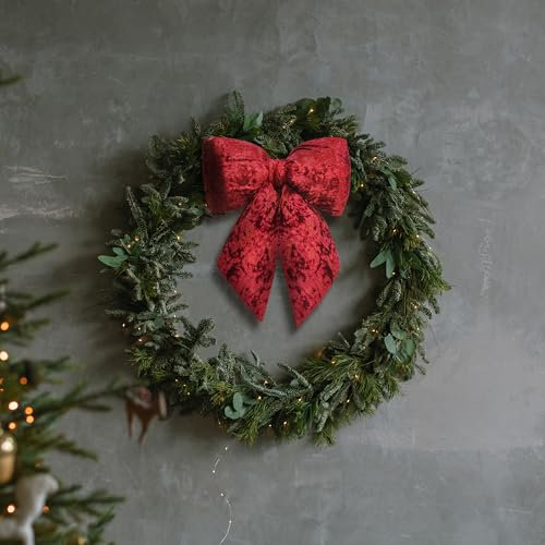 KI Store Weihnachten Schleifen rot Weihnachtsbaumspitze XL Weihnachtsschleife groß 54CM aus Samt, Schleifen & Bänder Baumschmuck