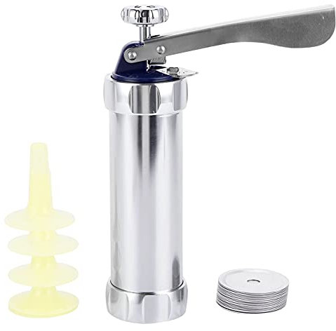 DIY Cookie Press Maker Kit, Aluminum Alloy Biscuits Press Machine with 20 Biscuits Discs and 4 Nozzles for Bakeware Kitchen Baking Tools