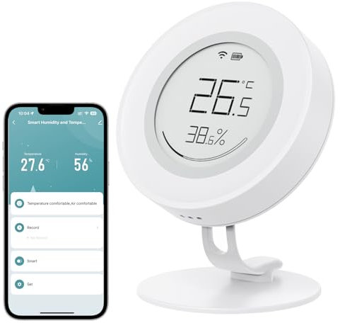 AVATTO Zigbee Smart Thermometer Hygrometer Innen E-Ink-Display Digital Temperatur und Luftfeuchtigkeitsmesser APP Alarm Unterstützt Alexa Google Home, Erfordert Zigbee Hub | MQTT Home Assistant