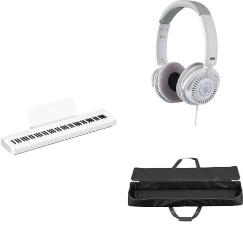 Yamaha P-225 Digital Piano, white - Lightweight, Portable digital piano bundled with HPH-150 Headphones, and SC-KB851 Piano Bag
