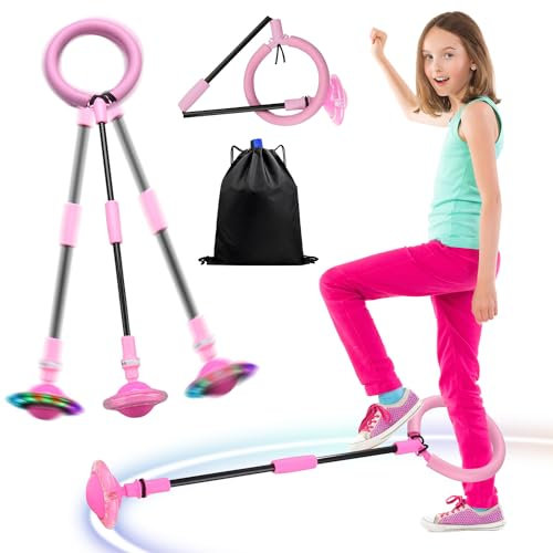 Ambolio Blinkender Sprungball,Faltbarer Flash Jumping Ball,Springender Ball,Knöchelsprungball Glühender Springender Ball Blinkender Sprungball Spielzeug für Kinder und Erwachsene(Rosa)