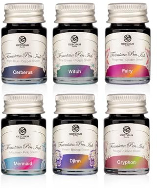 Octopus Fluids Sheen Ink Set 2 6 x 10ml Twin Colour Fountain Pen Ink