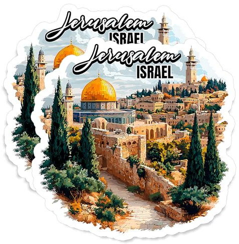 Jerusalem Israel Magnet 4 inch 2 Pack Vinyl for Souvenir Gift Refrigerator Fridge Dishwasher ID 44999