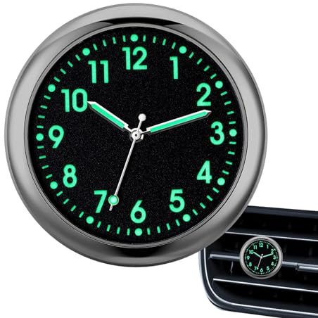 Auto Uhr, Uhr für Auto Armaturenbrett Autouhr Selbstklebend Leuchtende Auto Uhr, Stick Dashboard Quarzuhr Analogue Auto-Uhr, Car Clock, minis Fahrzeug Armaturenbrett Uhr(schwarz digital leuchtend)