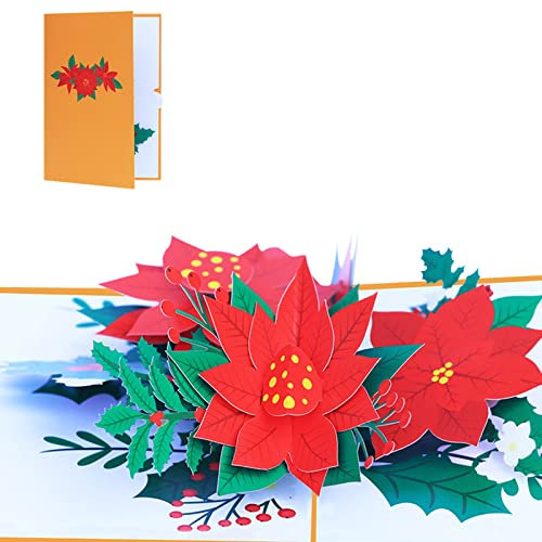 Frohe Weihnachten Karten Handgemachte Blumenkarten 3D für Karte Grußkarten für Weihnachten Urlaub Neujahr Geschenk
