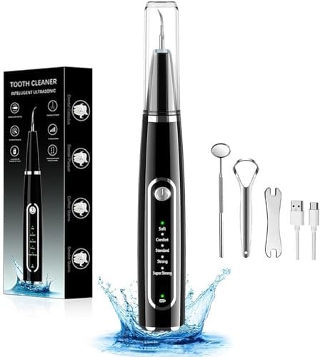 Lutranstra Zahnreinigung Set Zahnsteinentferner Pro Ultraschall Zahnreinigungsset für Häusliche Pflege von Zahn zuhause Es gibt 5 einstellbare Modi und 3 austauschbare Reinigungsköpfe