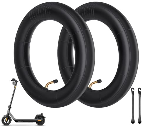 Uoimky 10 Zoll Scooter Schlauch, 2 Stück 10 x 2/2.125 e Scooter Reifen mit Winkelventil 45° inkl. und 2 Montagehebel Doppelte Stärke Schläuche für Kinderwagen Dreirad Laufrad Fahrrad Kinderrad