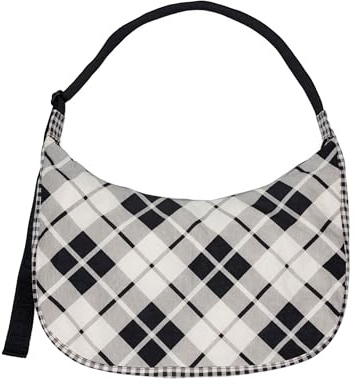 Große Nylon-Halbmond-Tasche, Gemischtes Karomuster, 92,7 cm, Large