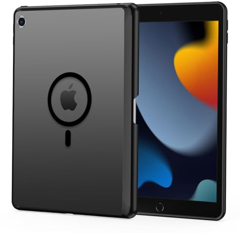 XTCASE Magnetic Case for iPad 9/8/7 (10.2-Inch, 2021/2020/ 2019 Model, 9th/8th/7th Generation), Compatible with MagSafe, Slim Matte Translucent Back Case Shockproof, with Pencil Holder, Black