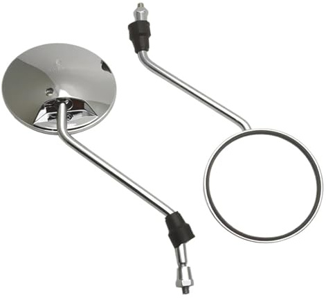 Universal 1 Paar Silber Chrom Motorrad Roller Spiegel Rückspiegel 8mm Gewinde Runde Oval Konvexen
