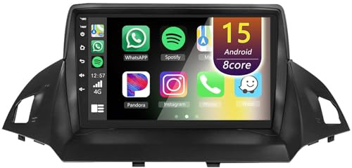 Android Autoradio pour Ford Escape Kuga 2 2013-2017, 9 Pouces Poste Radio Voiture avec CarPlay Android Auto GPS WiFi Bluetooth Caméra(8Core(8+256GB))