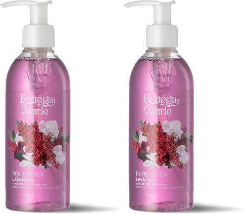 Bottega Verde - Pepe Rosa, Lavamani, 250 ml, con Estratto di Pepe Rosa (Confezione da 2)