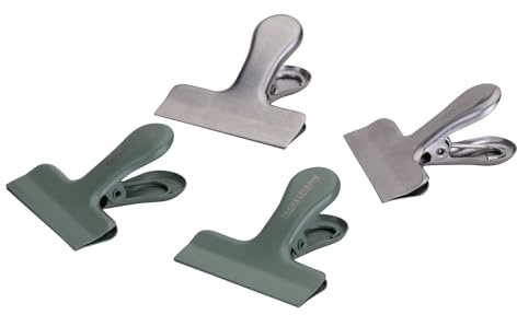 Fackelmann Verschlussclips – 5,5 x 5,5 cm, aus Edelstahl, 4-teiliges Set, bunte und silberfarbige Spirale, für einfaches Verschließen von offenen Tüten & Co, Reinigung per Hand