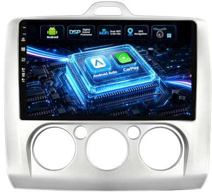 MSD 9 Pollice Autoradio Per Ford Focus Mk2 Mk3 Exi MT 2 3 (2004-2011) | Android 15 GPS Navigation Radio | Carplay Android Auto Volant Dual Band WiFi DSP DAB Bluetooth Mirror link | Telecamera | 2 Din