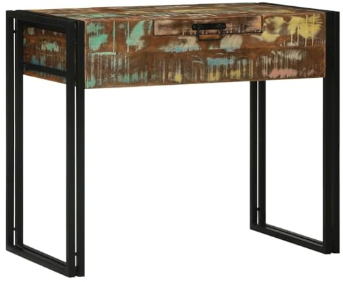 SooIarix Schlafzimmer-Frisiertisch Mehrfarbig Massivholz Altholz mit Spiegel kompakt 90x50x75 cm Schminktisch mit Beleuchtung praktischer Makeup Table für modernes Schlafzimmer und Dressing Table