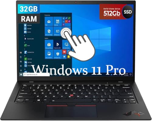 Lenovo Thinkpad X1 Carbon Gen 9 Touchscreen Laptop Business, 14 FHD (1920 x 1080), Intel Core i7-1185G7, RAM 32 GB, SSD 512 GB, Keyboard QWERTY, Windows 11 Pro (Renewed)
