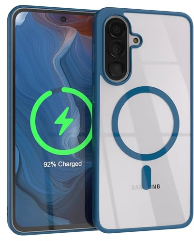 EAZY CASE Hülle für Galaxy A37 kompatibel mit Qi Charging Ultra Aufprallschutz Stoßfest und Kratzfest dünne Schutzhülle mit Kameraschutz Silikon Cover Clear Hybrid Handy Case Dunkel Blau - Qi Charging